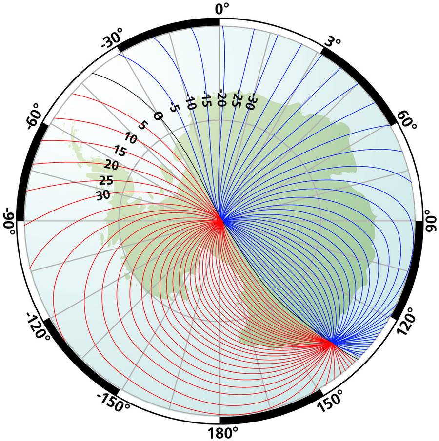 Figure 5 — Actual variation distribution around the South Pole