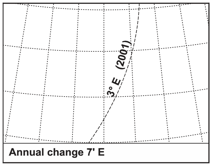 Figure 8 — Isogonal update — annual change shown as a stated value on the chart