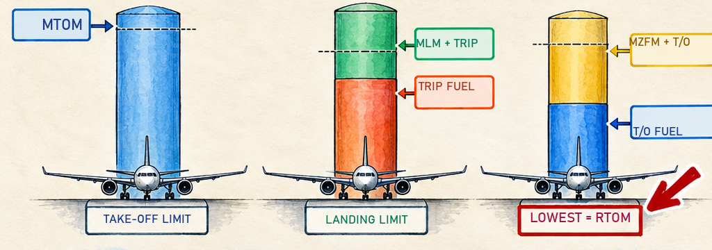 The three-column method for finding regulated take-off mass