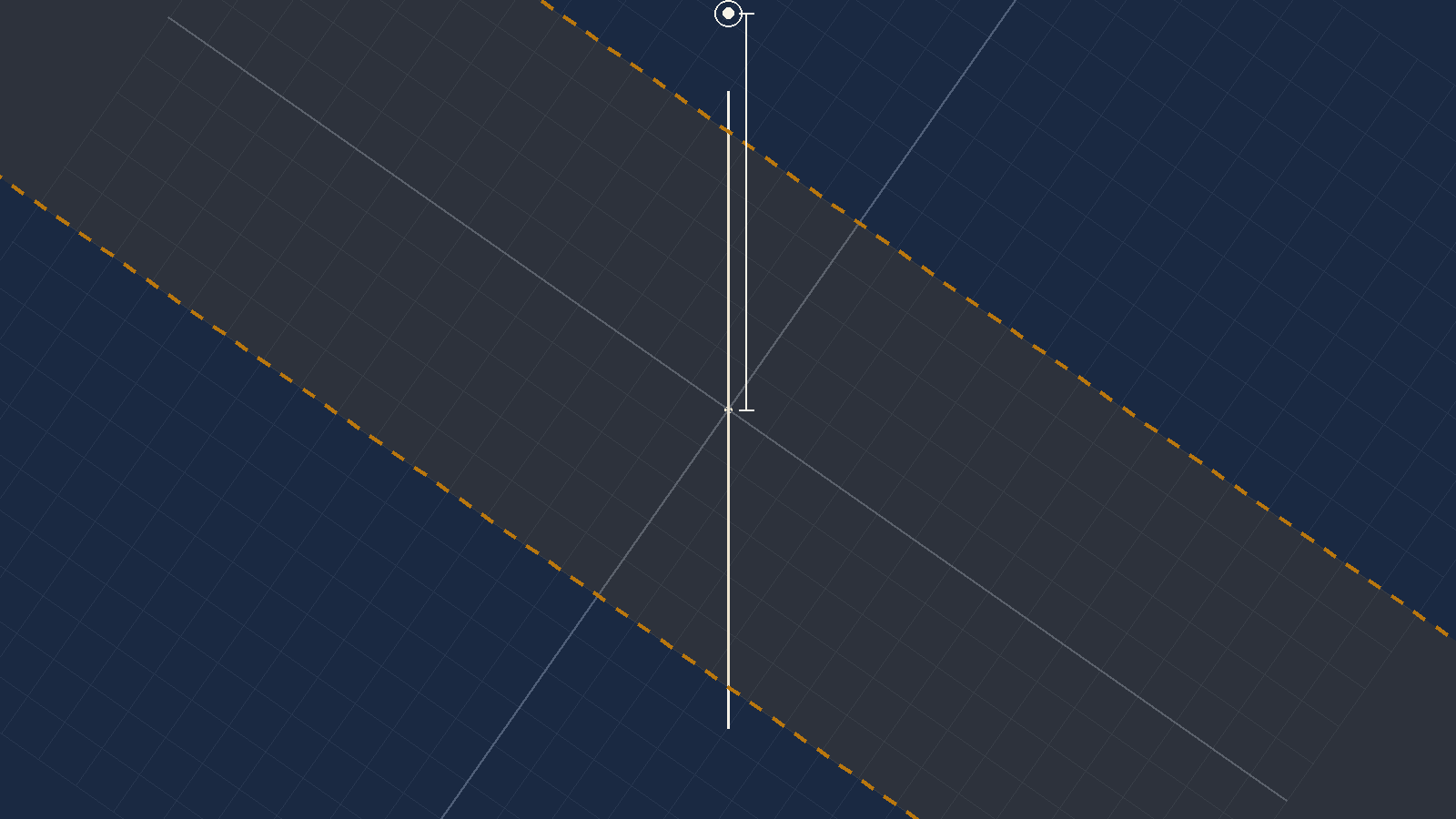 The same grid rotated so the wind direction is at the top, with the crosswind limit
       line now crossing the vertical centre line at a marked point.