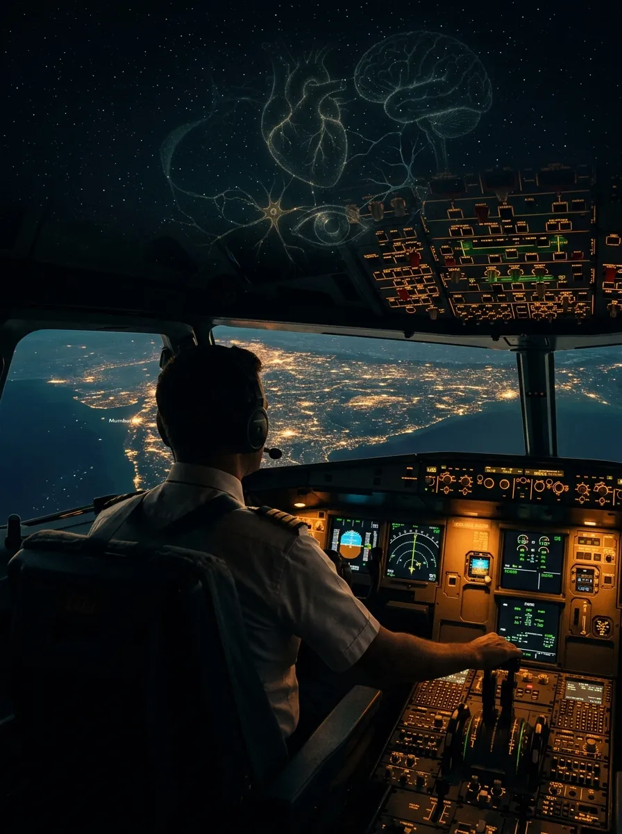 The guardian aviator over night-lit India