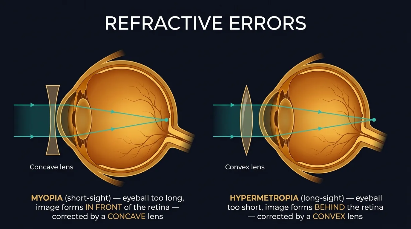 Myopia and hypermetropia