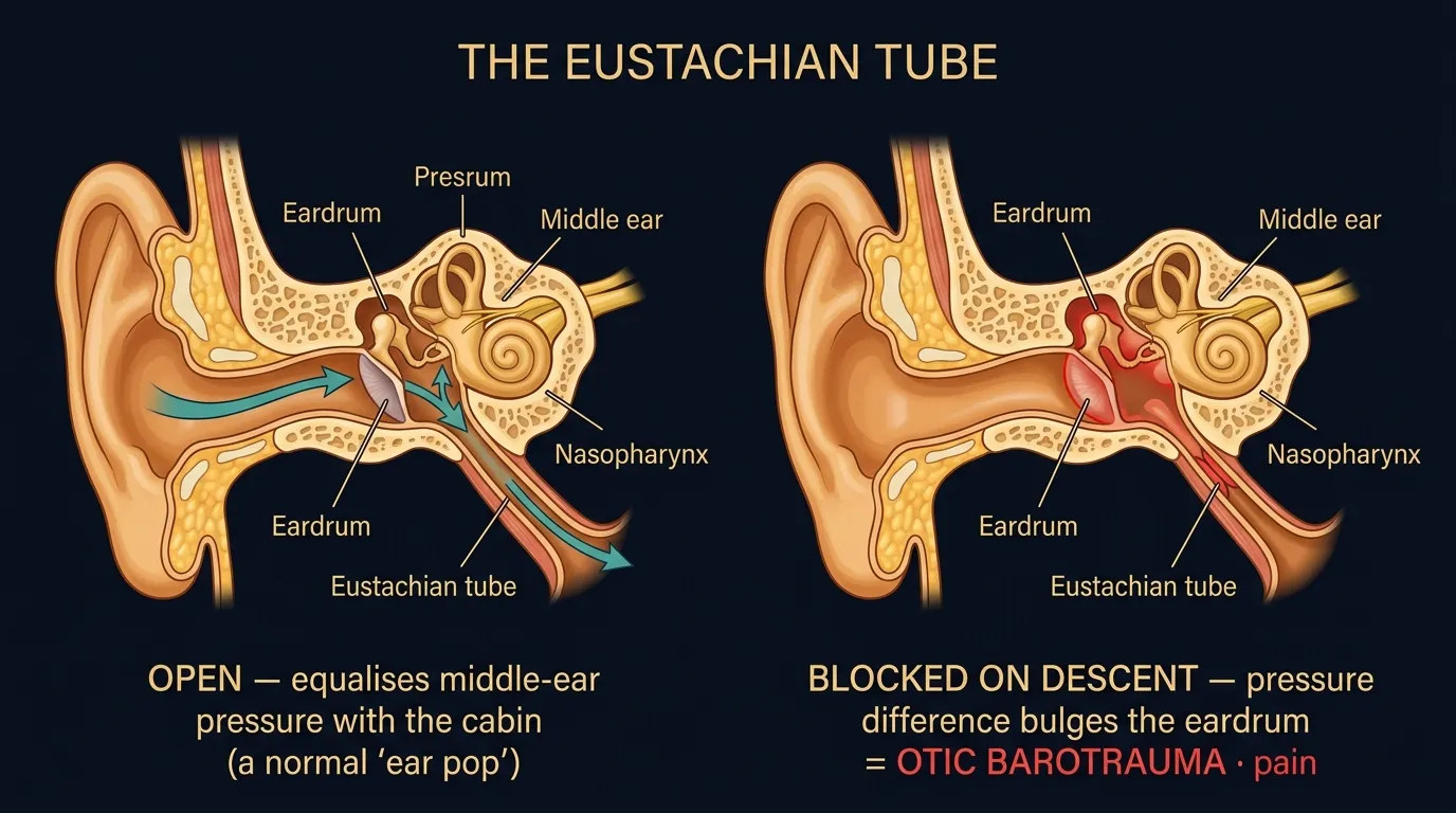 The Eustachian tube equalises middle-ear pressure