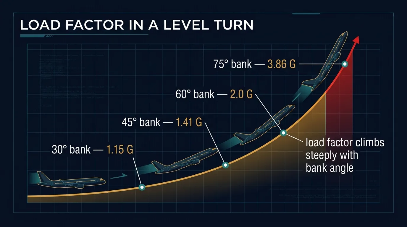 Load factor in a level turn — 1.41 G at 45°