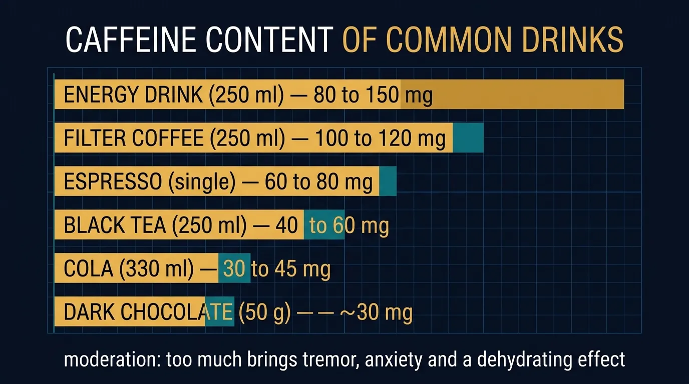Caffeine content of common drinks