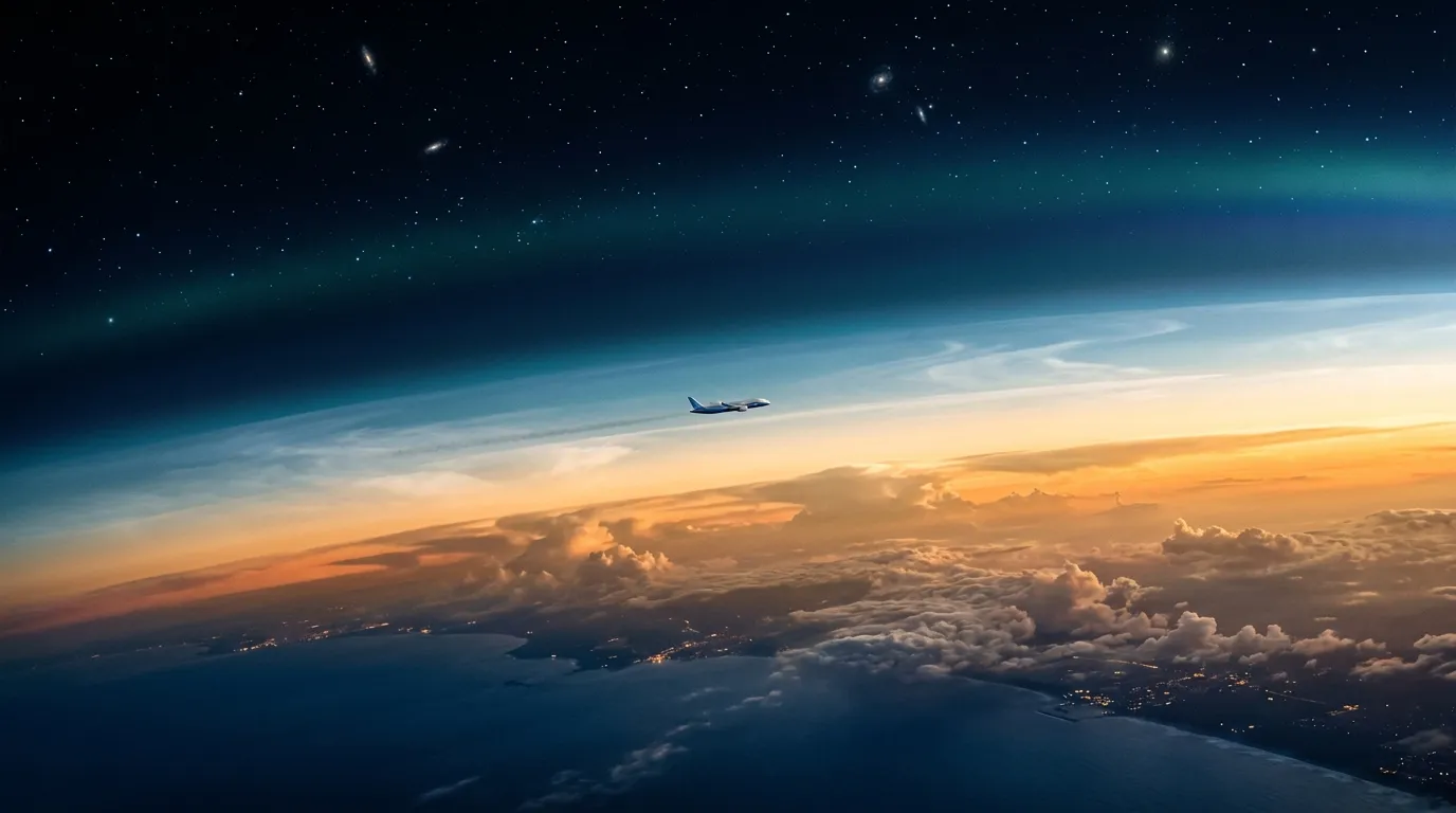 Cinematic cross-section of Earth's atmosphere from ground to stratosphere