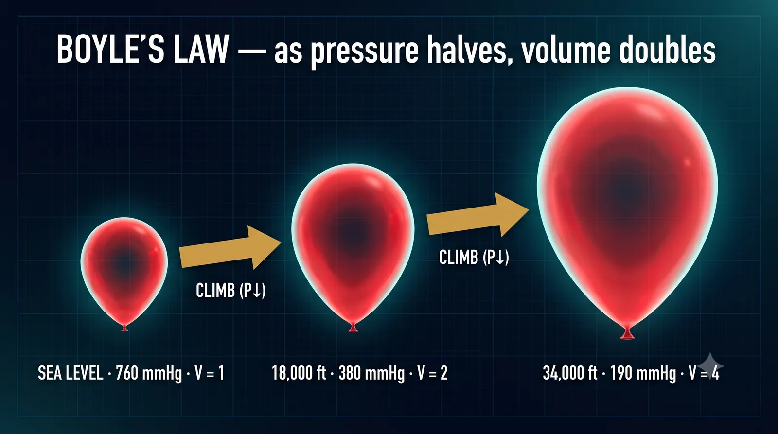 Boyle's Law — gas expands as pressure falls