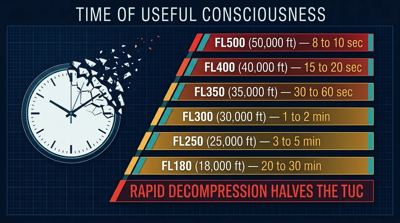 Time of Useful Consciousness collapses with altitude