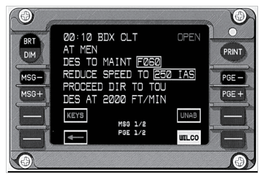 DCDU message display