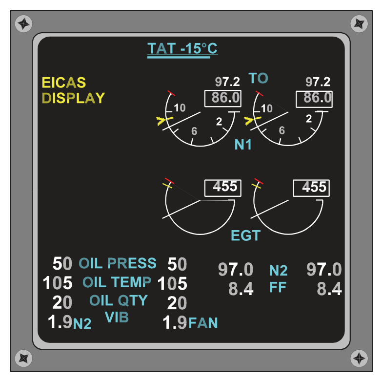 EICAS compact format on lower DU failure
