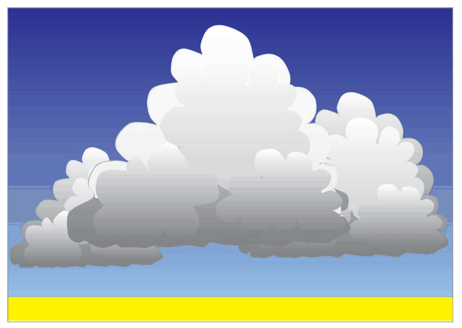 A large cumulonimbus, in which supercooled water droplets are concentrated.