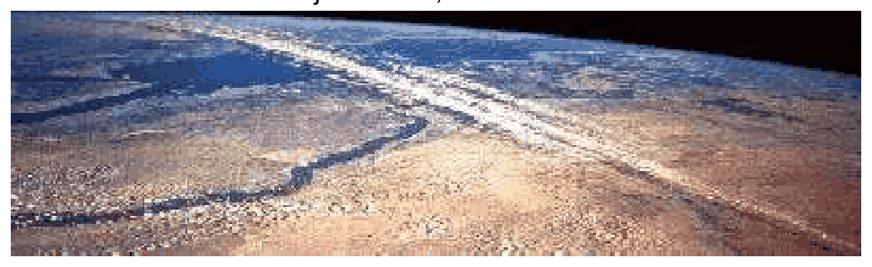 Satellite view of a long band of cirrus lying along a jet stream.
