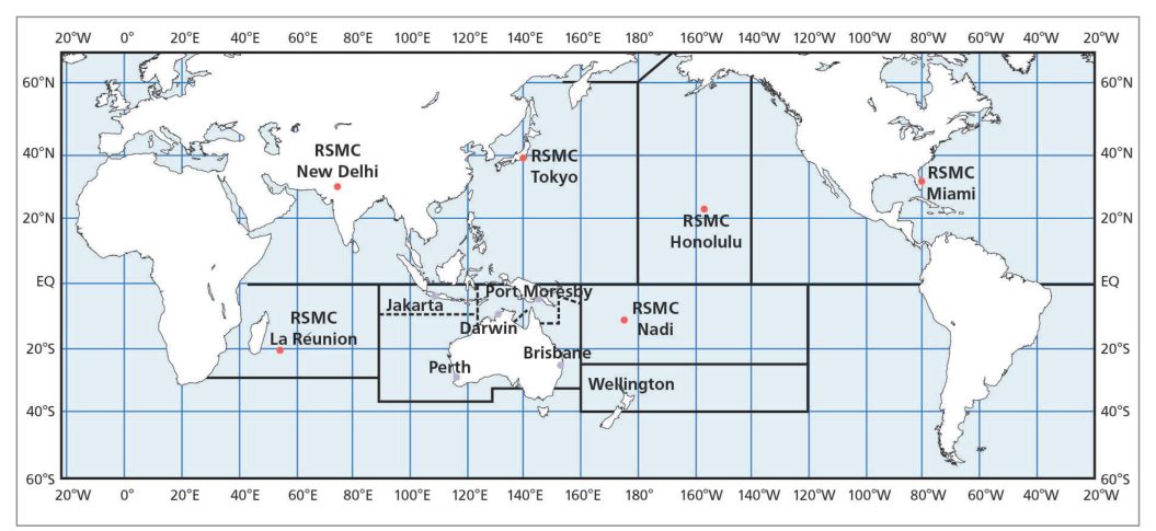World map of RSMC areas.