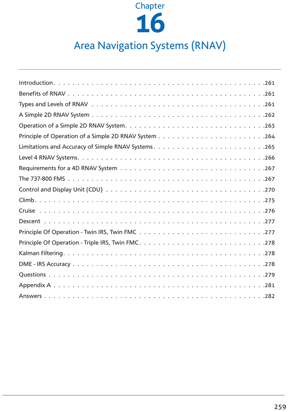 Fig 16.1: RNAV chapter overview — navigation computer, CDU, HSI/CDI indicator system