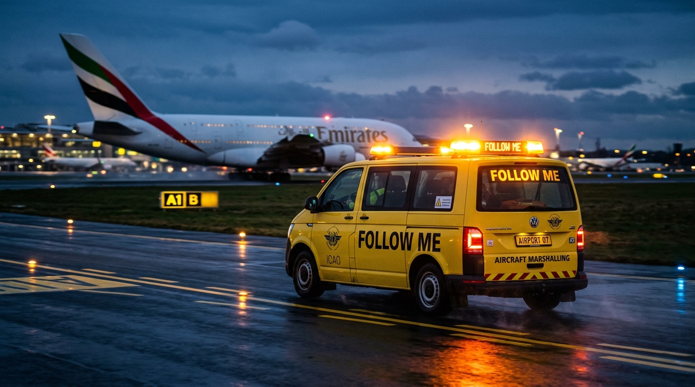 Follow-Me Vehicle on Taxiway