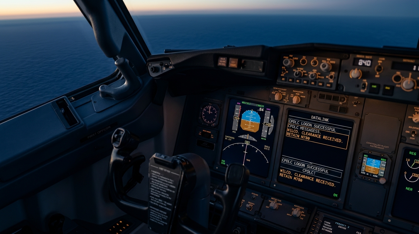 Commercial airliner cruising over the ocean