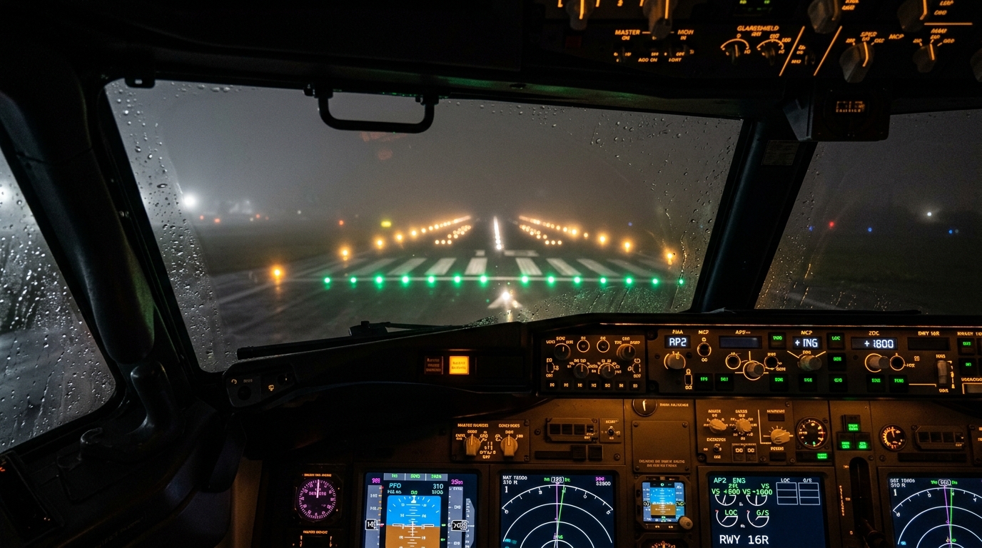Foggy runway approach