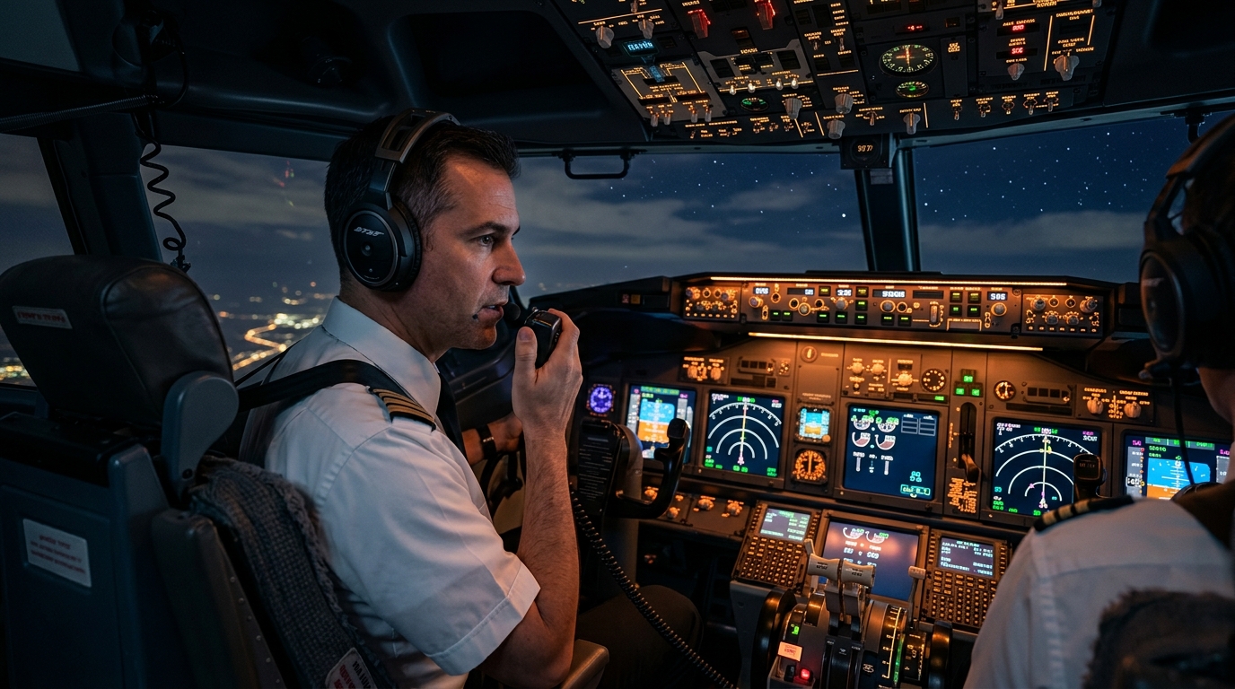 Cockpit Night Flight View