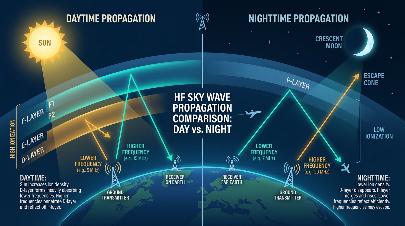 Daytime vs Nighttime HF Propagation