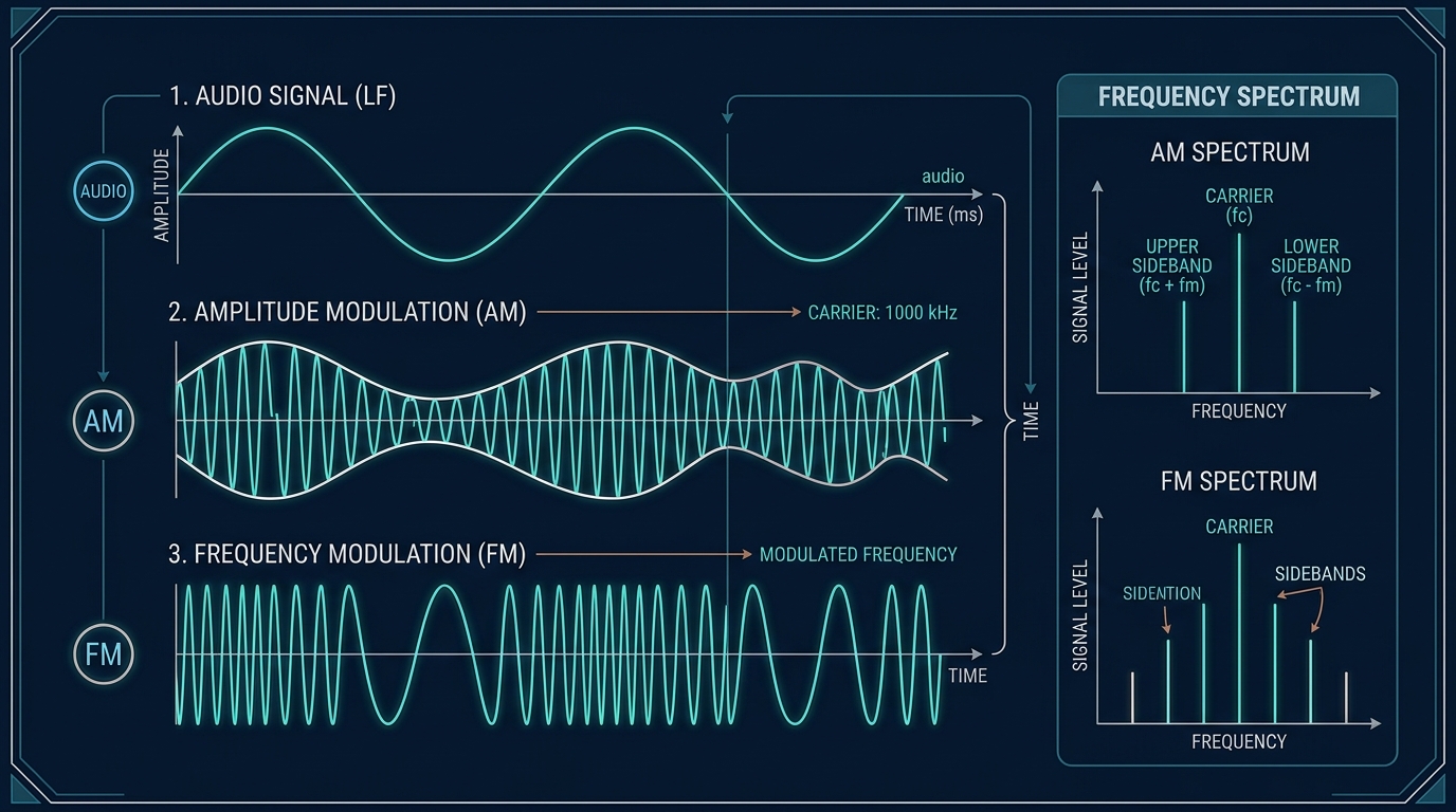 AM vs FM Waveforms and Sidebands