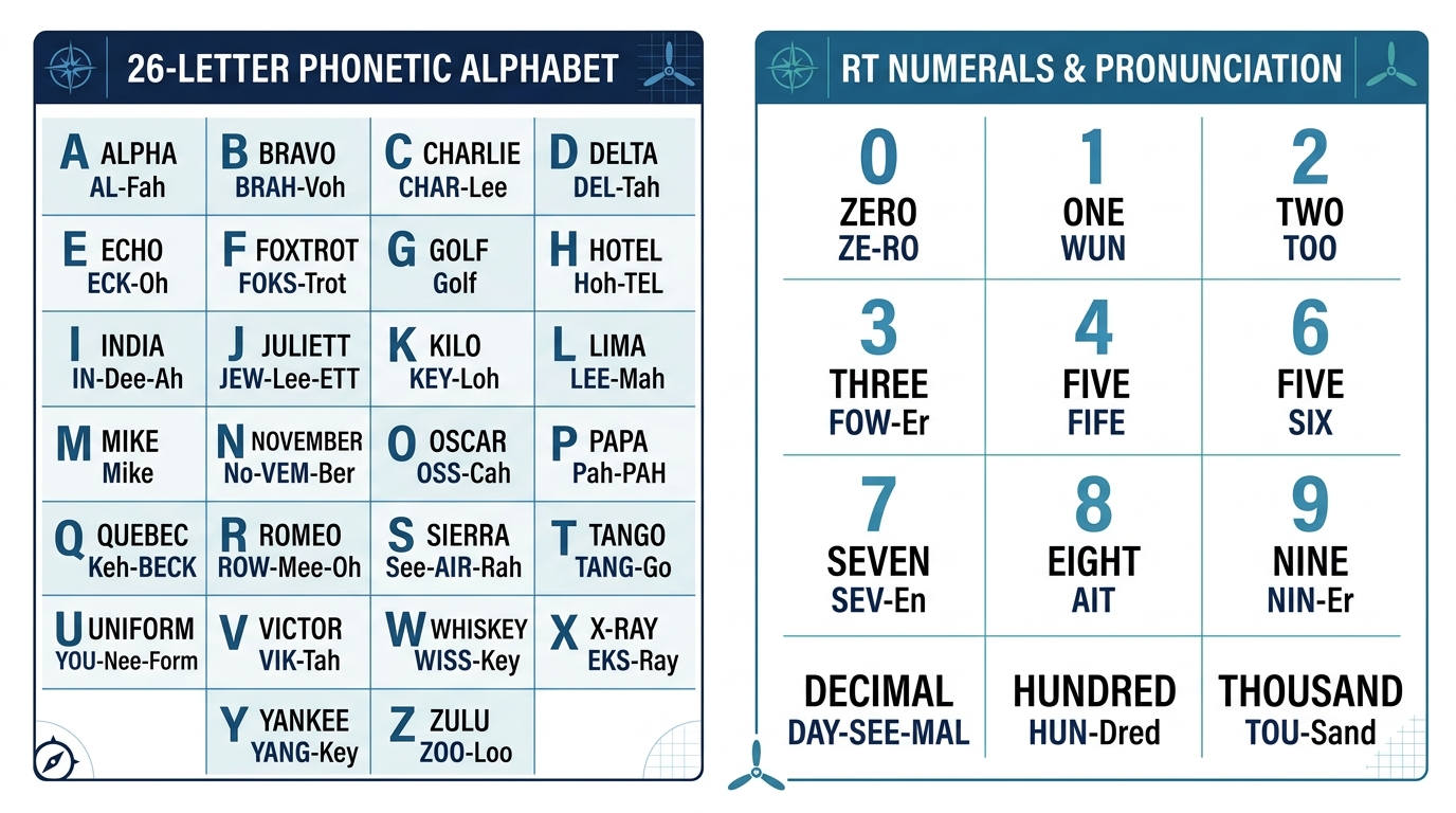 Figure 13.1 - The phonetic alphabet & number pronunciation card