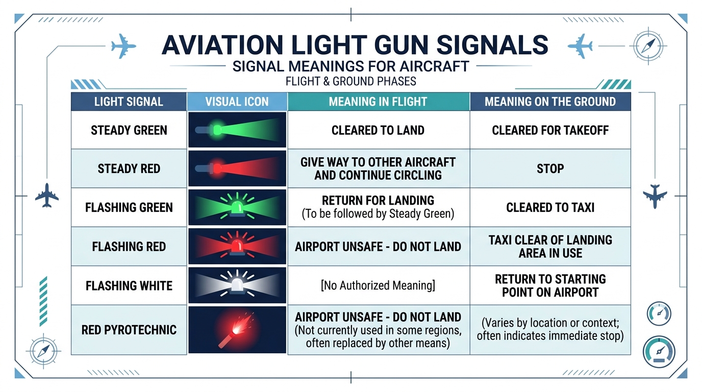 Aviation Light Gun Signals Table